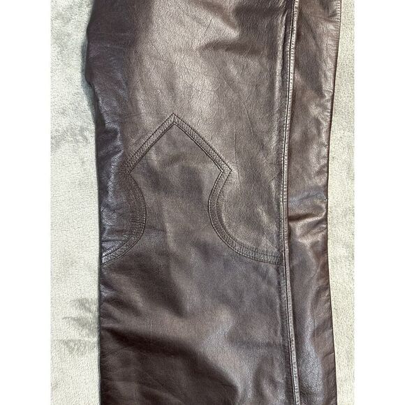 Theory mid rise Leather Brown Pants straight leg sz 8 - Picture 12 of 15